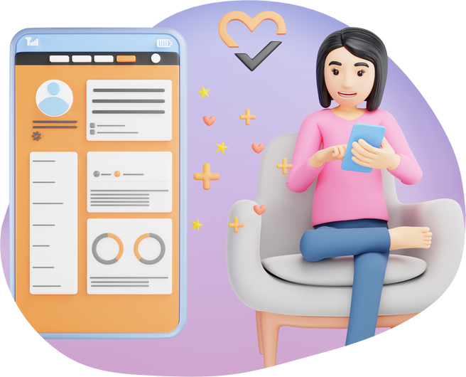 Health Check App 3D Character Illustration